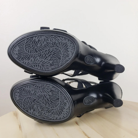 Sofft Carkis Sz 7.5M Gladiator Caged Sandals Black Leather Rhinestones Open Toe - Picture 11 of 14